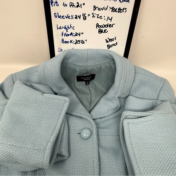Talbots Women’s Powder Blue Chunky Button Blazer Jacket Size 14 Retro Classic - Picture 10 of 16